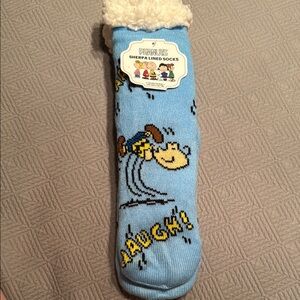Peanuts Blue Sherpa Socks with Snoopy Design